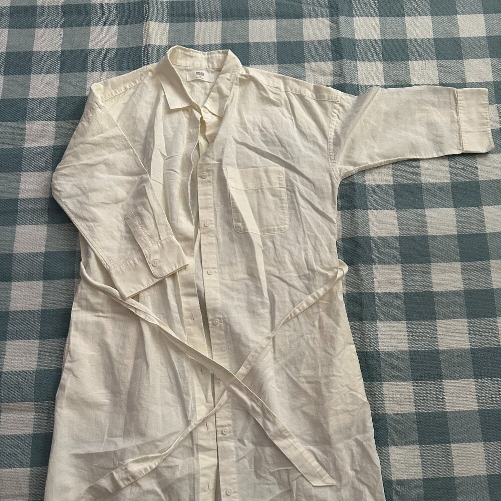 Uniqlo Linen Blend 3/4 Sleeve Shirt Dress XS